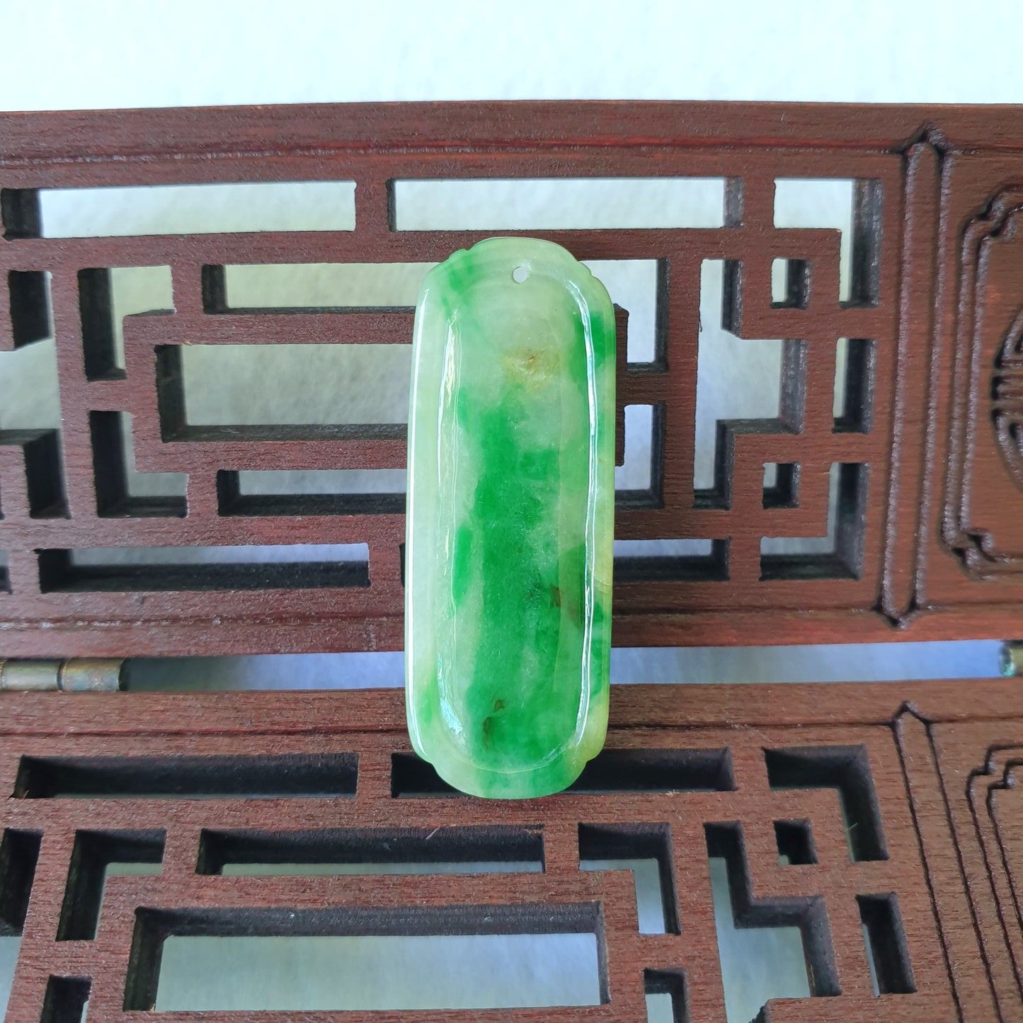 Type A Green Jadeite Jade Ancient Dragon Pendant (PDG98473)