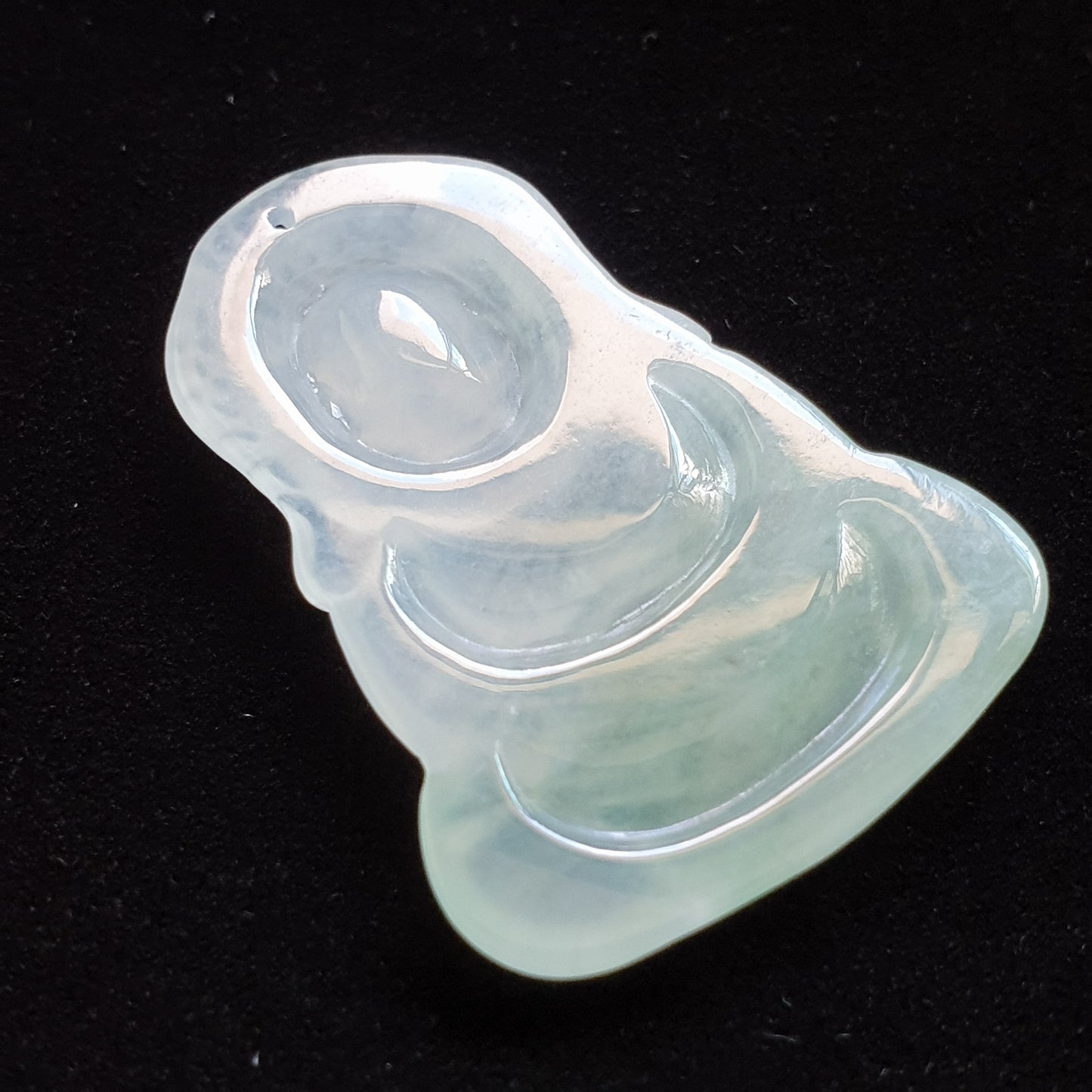 冰种飘花翡翠宝宝佛吊坠 (Type A Icy Jadeite Jade Baby Buddha Pendant) PBB31126