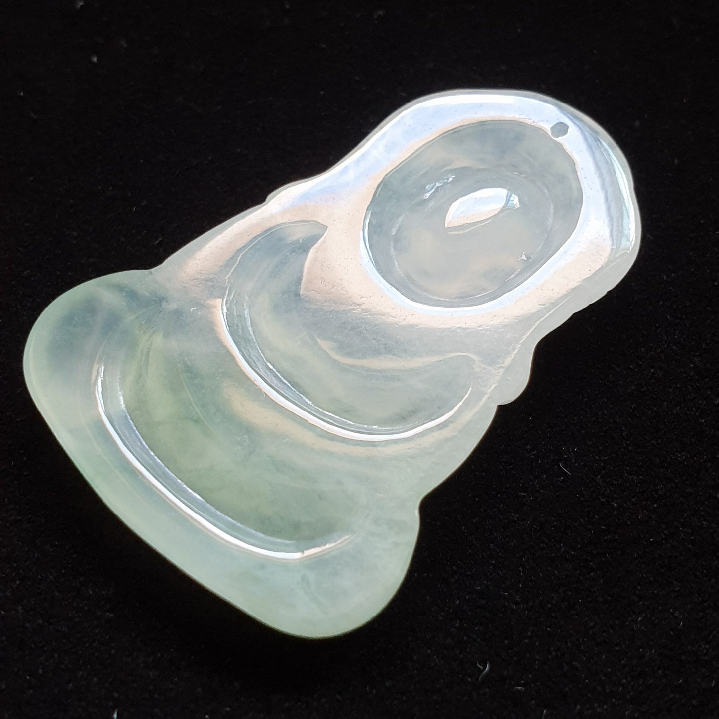 冰种飘花翡翠宝宝佛吊坠 (Type A Icy Jadeite Jade Baby Buddha Pendant) PBB31126