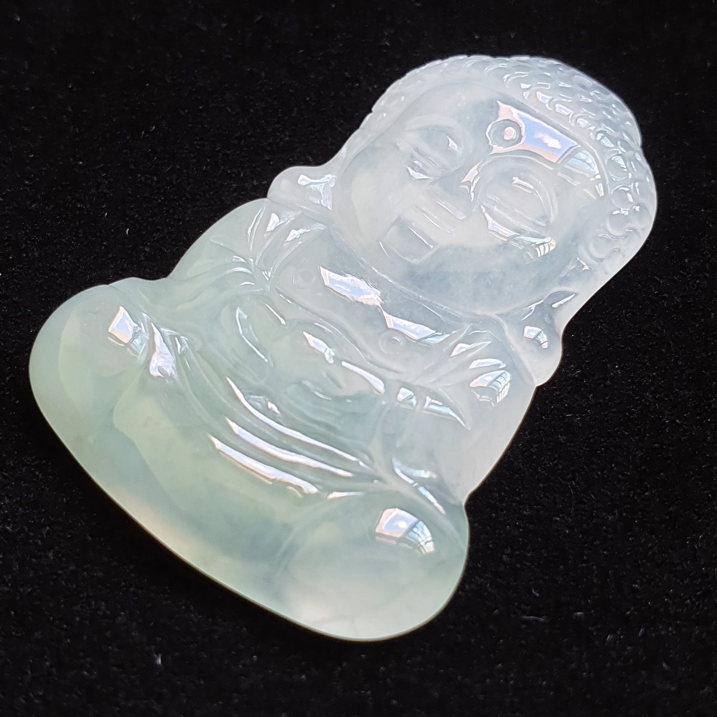 冰种飘花翡翠宝宝佛吊坠 (Type A Icy Jadeite Jade Baby Buddha Pendant) PBB31126