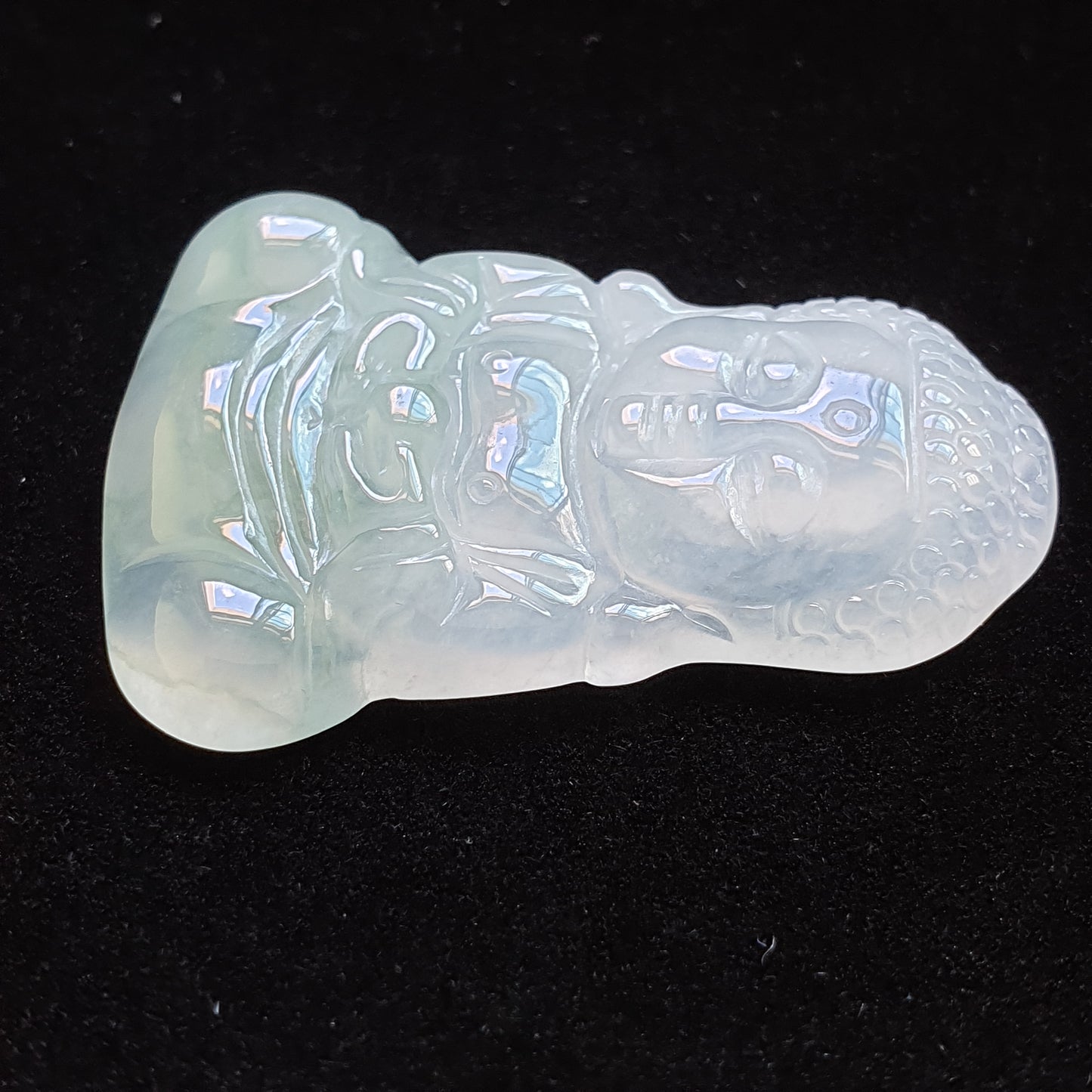 冰种飘花翡翠宝宝佛吊坠 (Type A Icy Jadeite Jade Baby Buddha Pendant) PBB31126