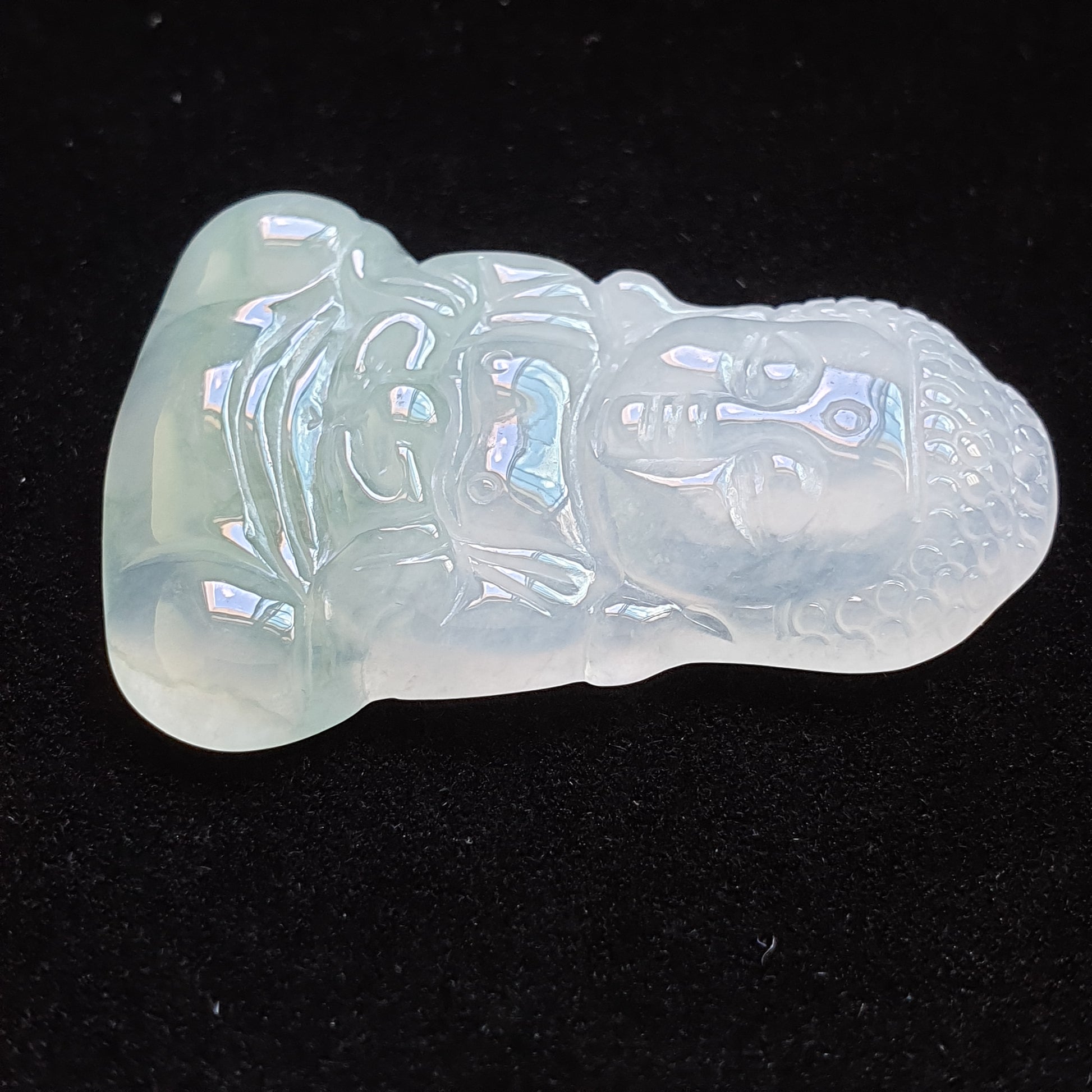 冰种飘花翡翠宝宝佛吊坠 (Type A Icy Jadeite Jade Baby Buddha Pendant) PBB31126