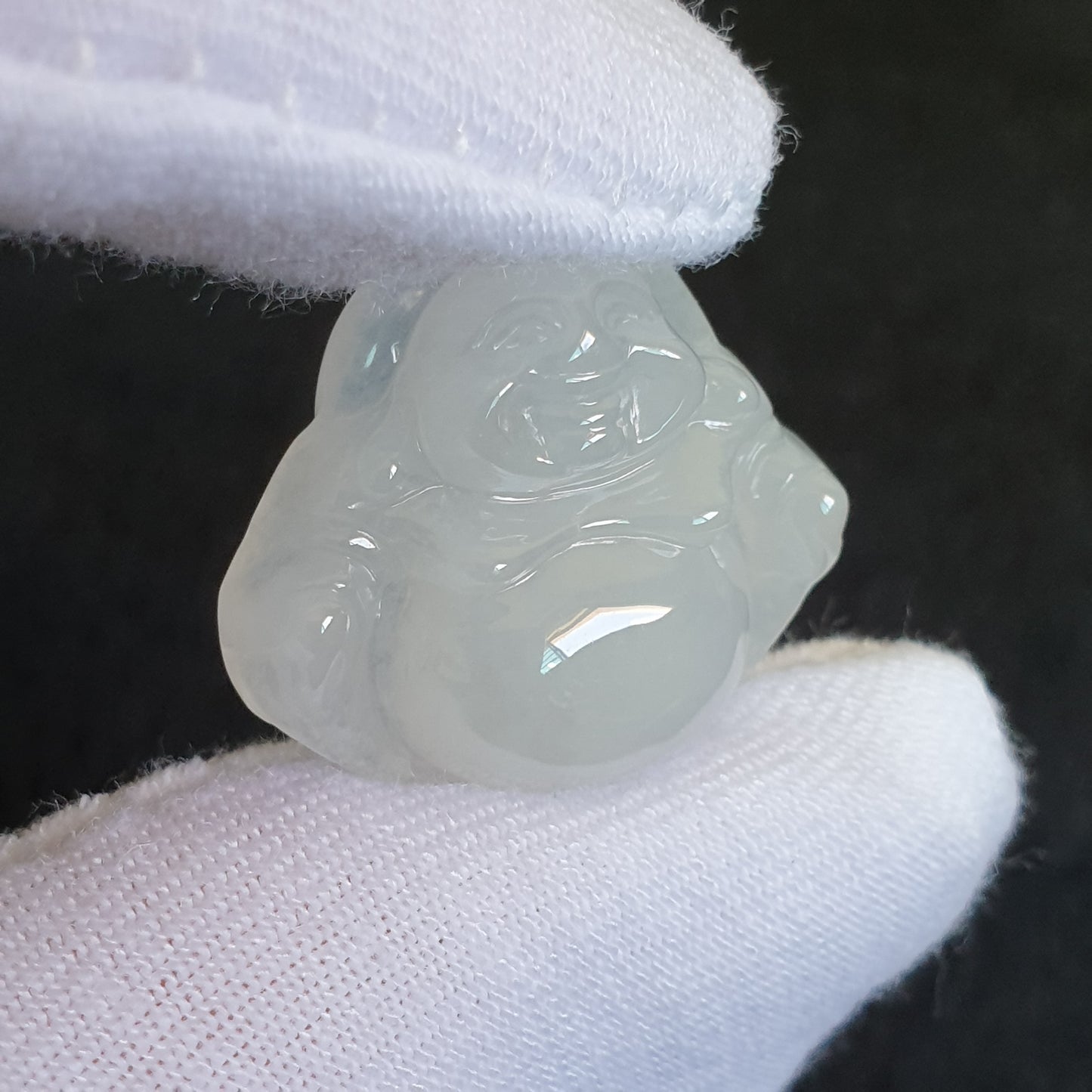 冰糯种佛公/笑佛翡翠吊坠 (Type A Icy Translucent Jadeite Jade Laughing Buddha Pendant) PLB31121