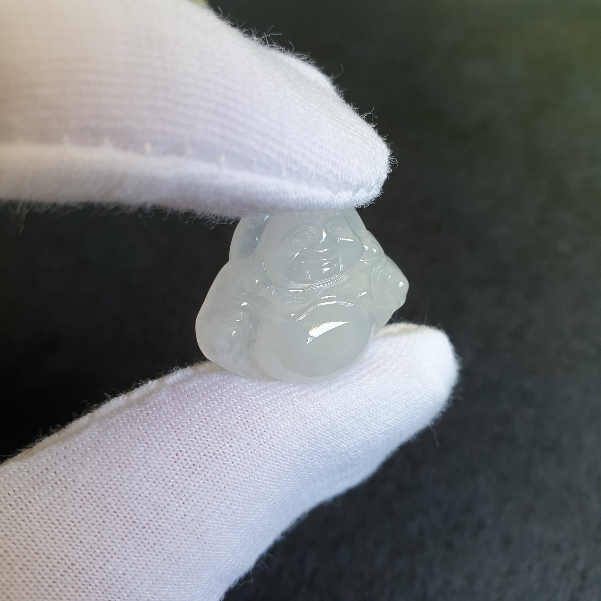 冰糯种佛公/笑佛翡翠吊坠 (Type A Icy Translucent Jadeite Jade Laughing Buddha Pendant) PLB31121
