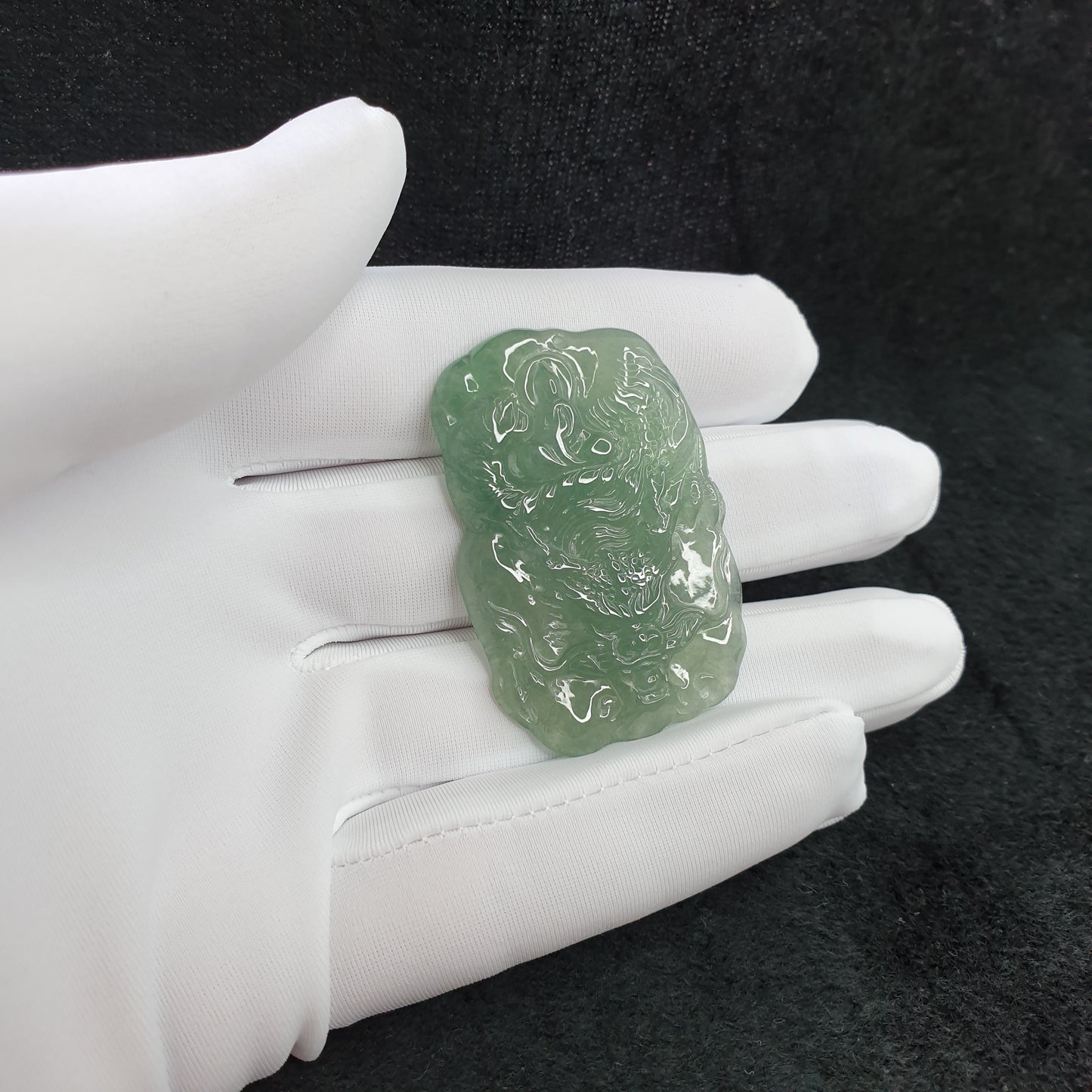Type A Light Green Singapore Jadeite Jade Little Dragon Pendant (淡绿新加坡翡翠龙牌吊坠) PDG98469