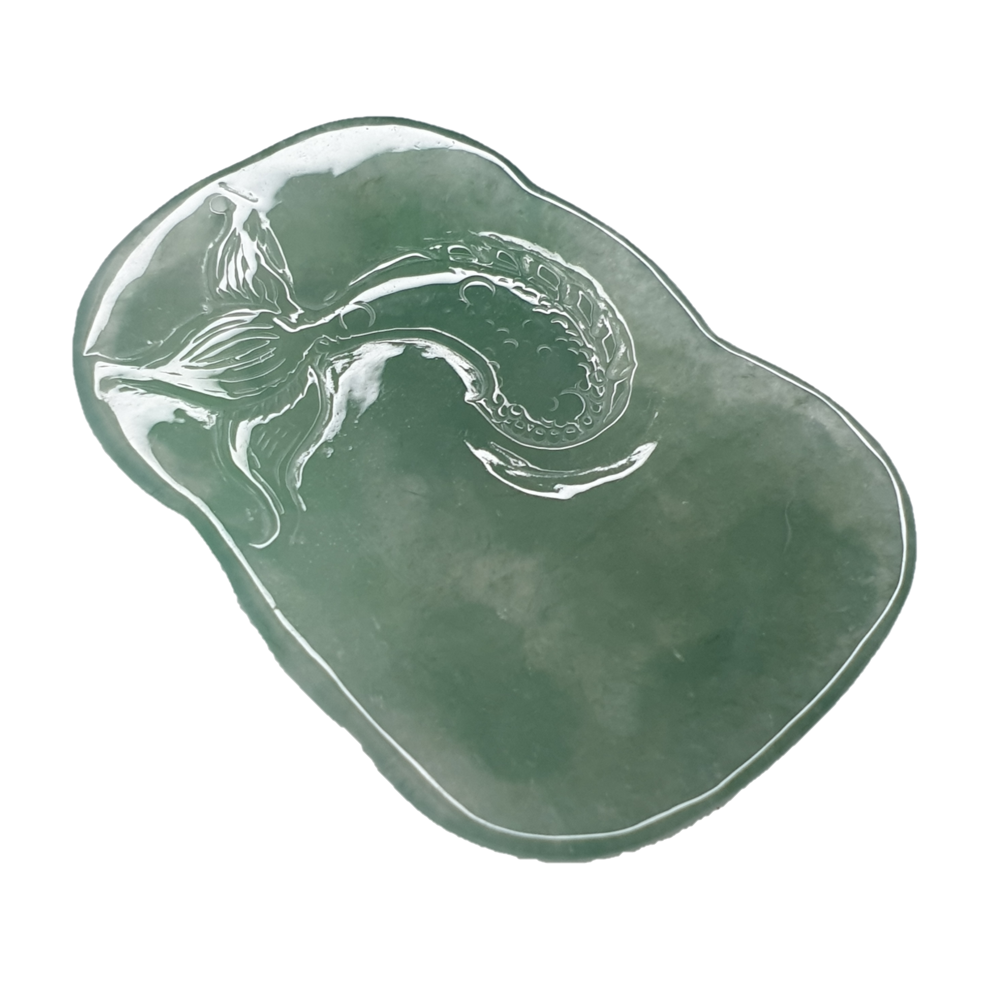 冰种淡绿龙牌新加坡翡翠吊坠 (Type A Icy Light Green Singapore Jadeite Jade Dragon Pendant) PDG98470