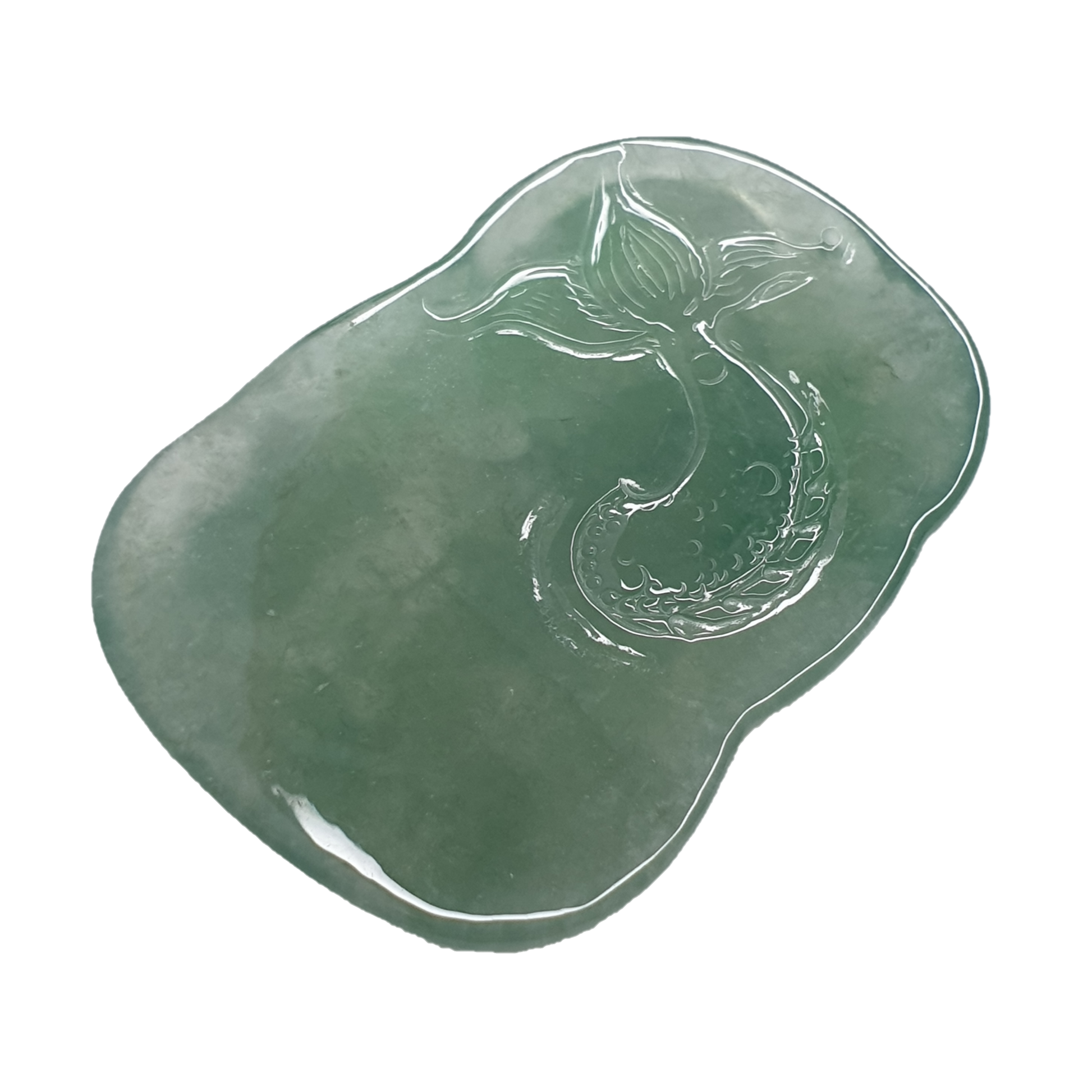 冰种淡绿龙牌新加坡翡翠吊坠 (Type A Icy Light Green Singapore Jadeite Jade Dragon Pendant) PDG98470