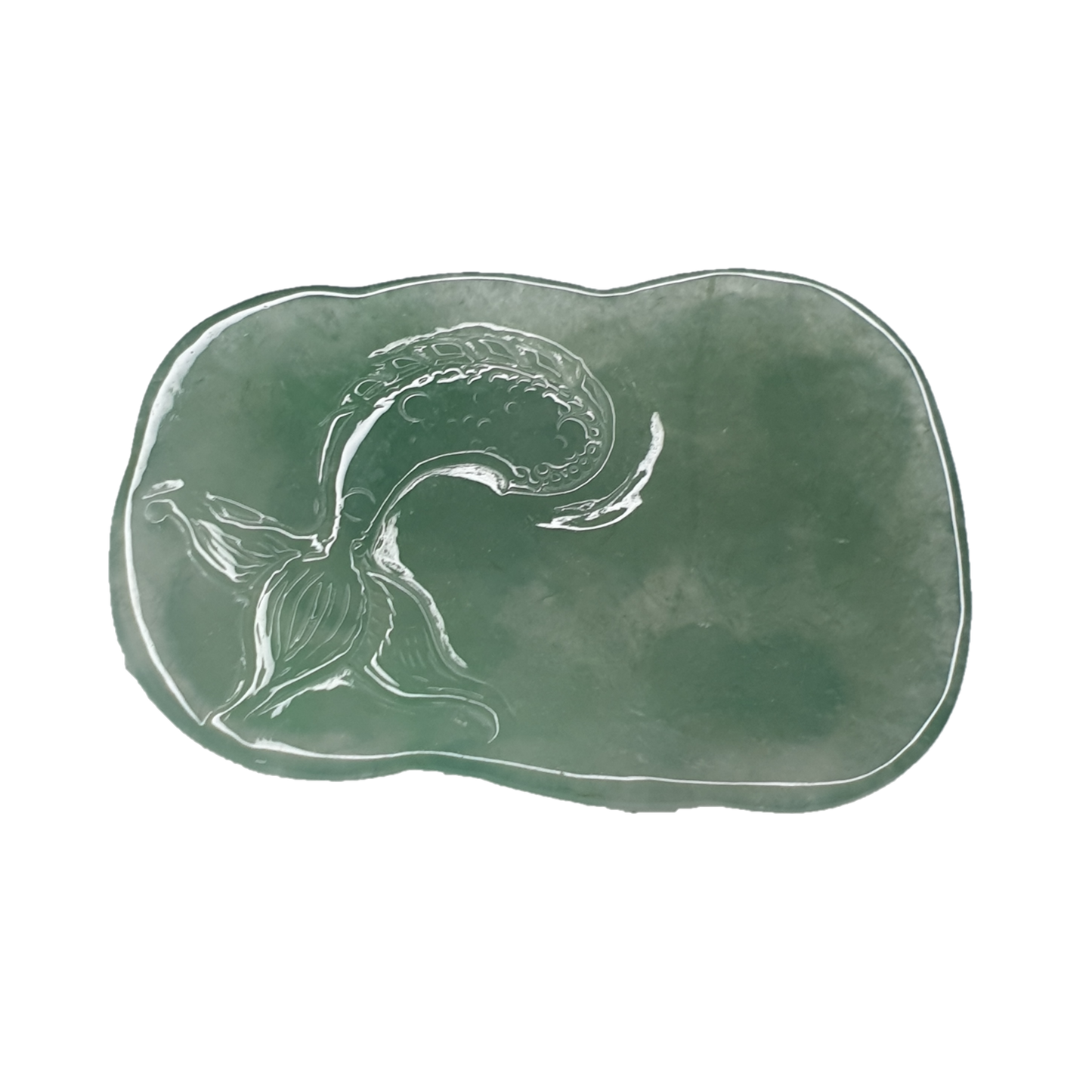 冰种淡绿龙牌新加坡翡翠吊坠 (Type A Icy Light Green Singapore Jadeite Jade Dragon Pendant) PDG98470