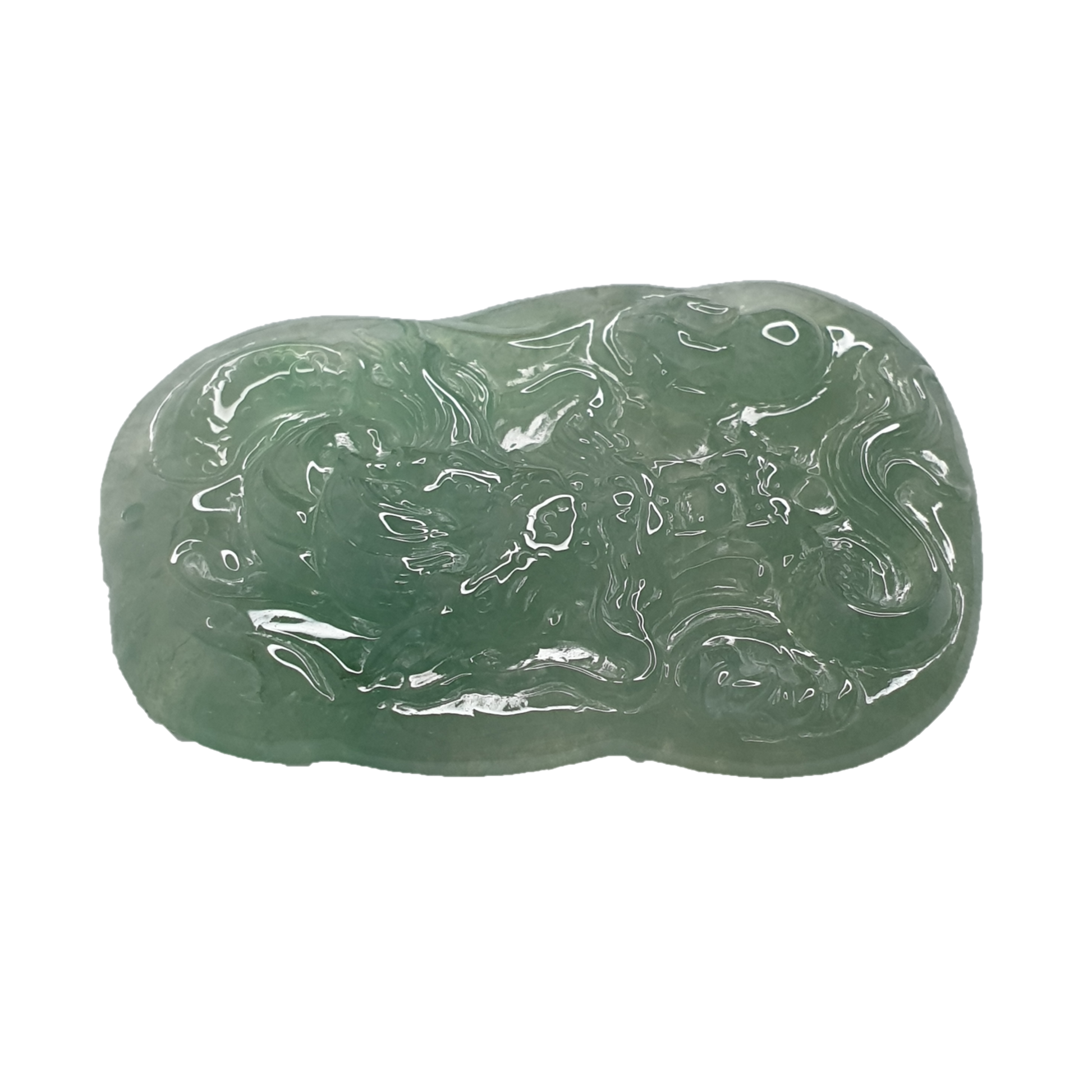 冰种淡绿龙牌新加坡翡翠吊坠 (Type A Icy Light Green Singapore Jadeite Jade Dragon Pendant) PDG98470